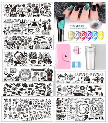 Stamping Set 18pcs stamping plate stamper stamping bag stamping gel 6 colours R99