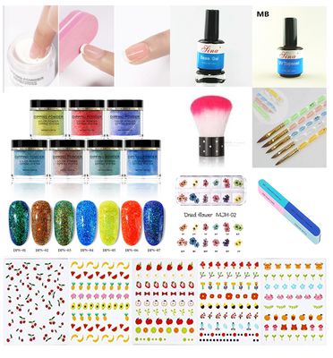 dipping powder set top coat base coat dust brush nail filer acrylic brush nail sticker 22pcs