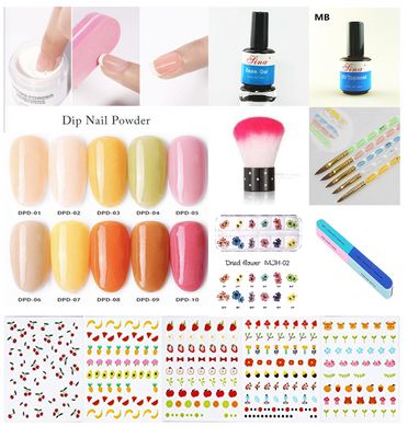 dipping powder set top coat base coat dust brush nail filer acrylic brush nail sticker 25pcs