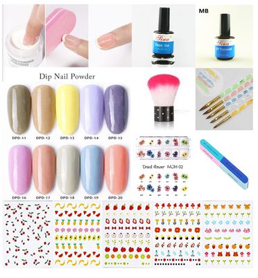 dipping powder set top coat base coat dust brush nail filer acrylic brush nail sticker 25pcs