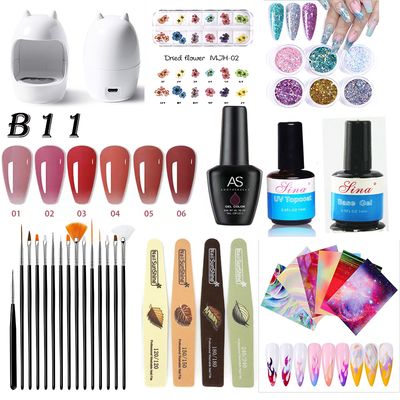 Set 11-20 Gel polish nail lamp nail decoration top coat base coat brush filer sticker