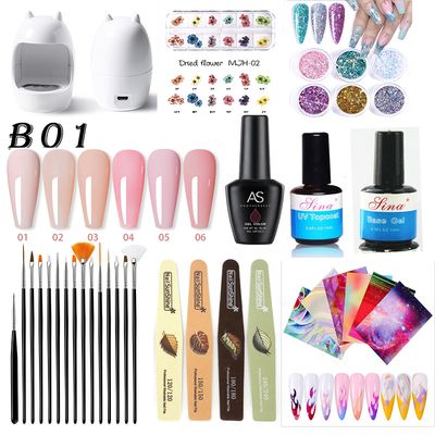 Set 1-10 Gel polish nail lamp nail decoration top coat base coat brush filer sticker