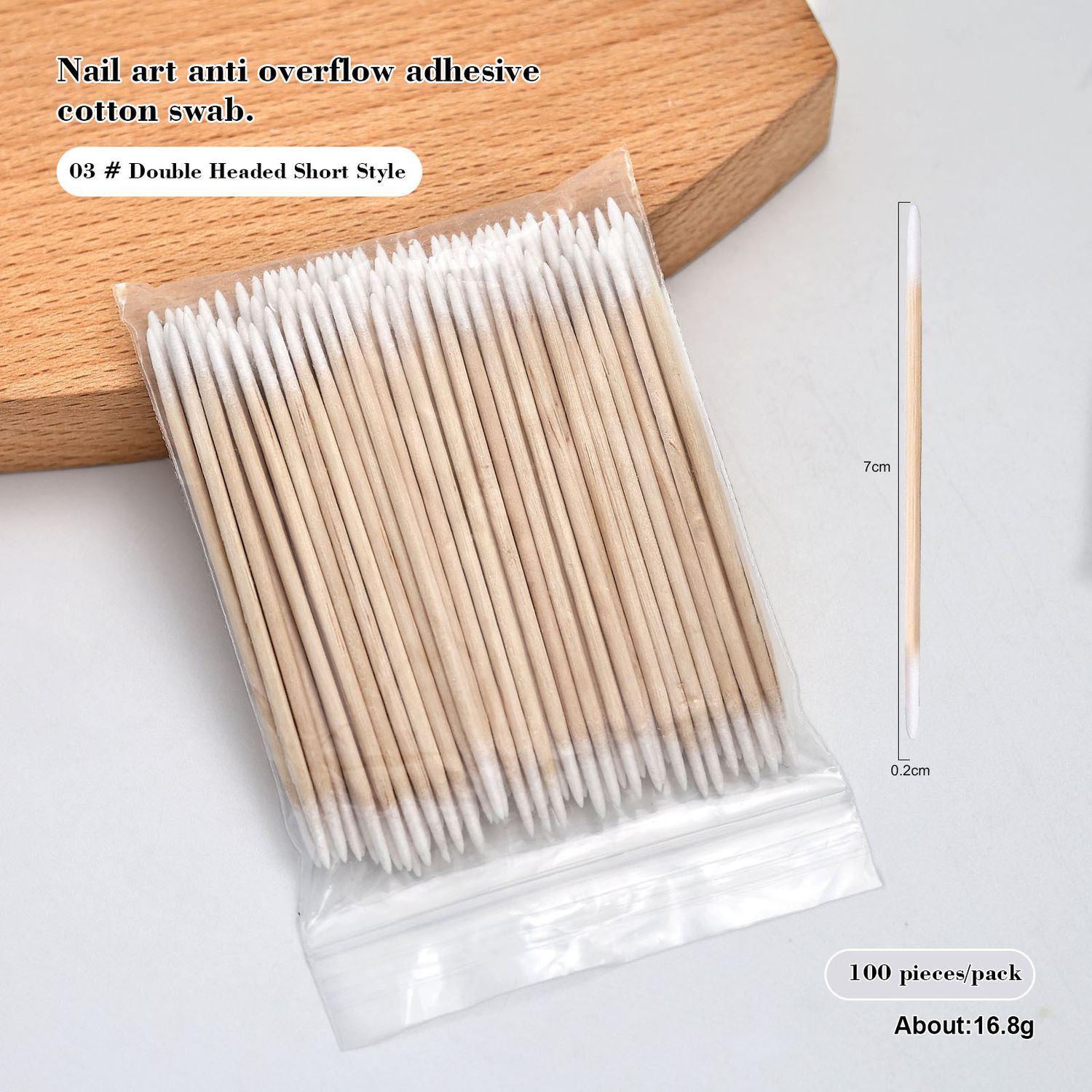 Nail Art Anti Overflow Adhesive Double Size Sharp Pointed Cotton Swab 100pcs