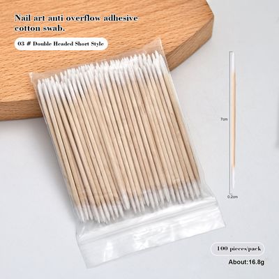 Nail Art Anti Overflow Adhesive Double Size Sharp Pointed Cotton Swab 100pcs