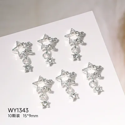 WY1343 Alloy Star Nail Rhinestones 5pcs