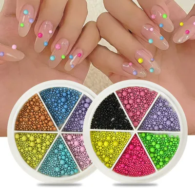 Macaron colored steel beads, mixed sizes, round steel beads, candy color, 6-grid petal box steel beads