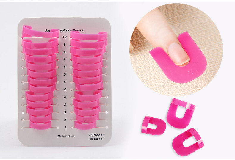 Pink Molds Palisade clips G Curve Shape Spill-proof Finger Cover Sticker Nail Polish Varnish Holder