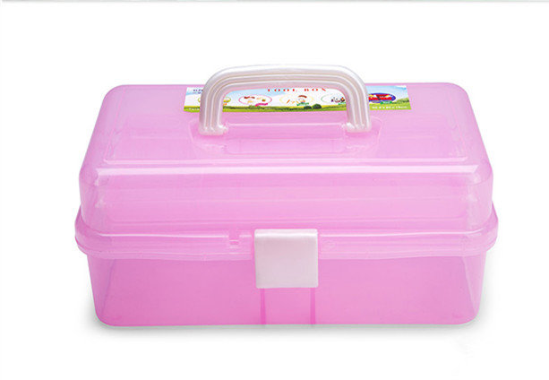 Plastic Pink Tool Box Manicure Pedicure Make Up