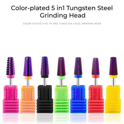 Professional 5 in 1 Nail Drill Bits, 3/32'' Carbide Tungsten Multi-function Nail Drill Bit