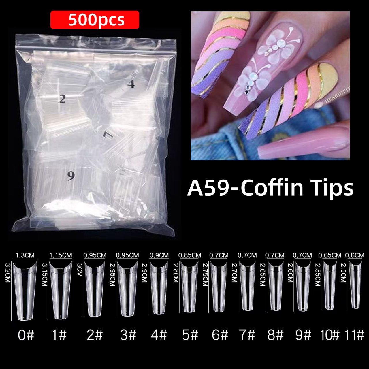 A-59 Coffin Tips 500pcs
