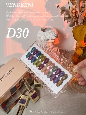 Clearance Sale - Vendeeni Reflective Glitter Sparkling Diamond Gel Polish 15ml 12 Colours/Set - with free colour chart