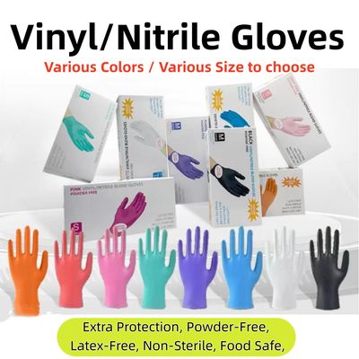 Vinyl/Nitrile Blend Disposable Gloves 100pcs(50paris)