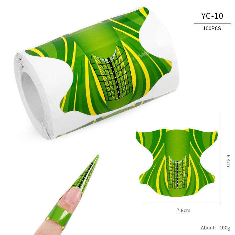 100pcs Nail Form Extension Sticker Self-Adhesive Nail Tips Guide, Gel Nail Stickers for Poly Gel/Extension/Acrylic Nail Molds Builder