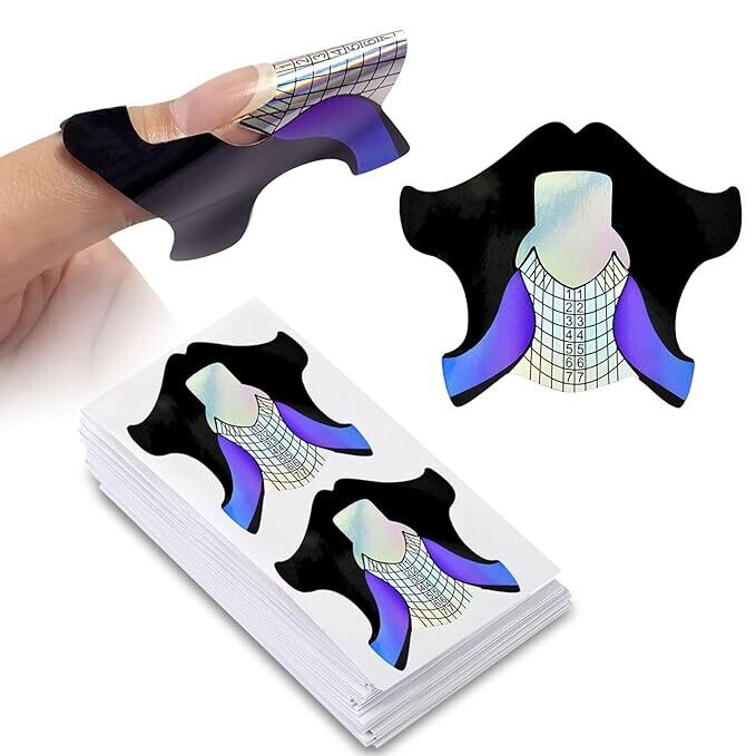 QZ35 500 slices/Roll Nail Form Extension Sticker Self-Adhesive Nail Tips Guide, Gel Nail Stickers for Poly Gel/Extension/Acrylic Nail Molds Builder