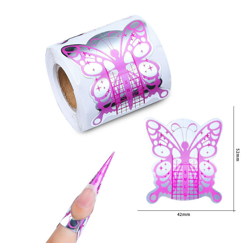 QZ41 500 slices/Roll Nail Form Extension Sticker Self-Adhesive Nail Tips Guide, Gel Nail Stickers for Poly Gel/Extension/Acrylic Nail Molds Builder