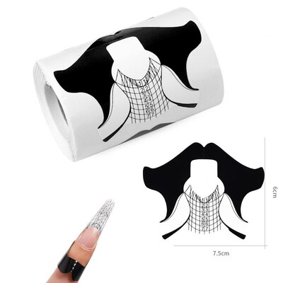 QZ21 500 slices/Roll Nail Form Extension Sticker Self-Adhesive Nail Tips Guide, Gel Nail Stickers for Poly Gel/Extension/Acrylic Nail Molds Builder