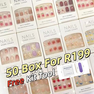 Random Press On Nail 50 Boxes + FREE Tool Kit R199 ( No Repeat)