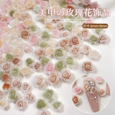 3D Gradient Roses Nail Art 50pcs 6mm/8mm Mix