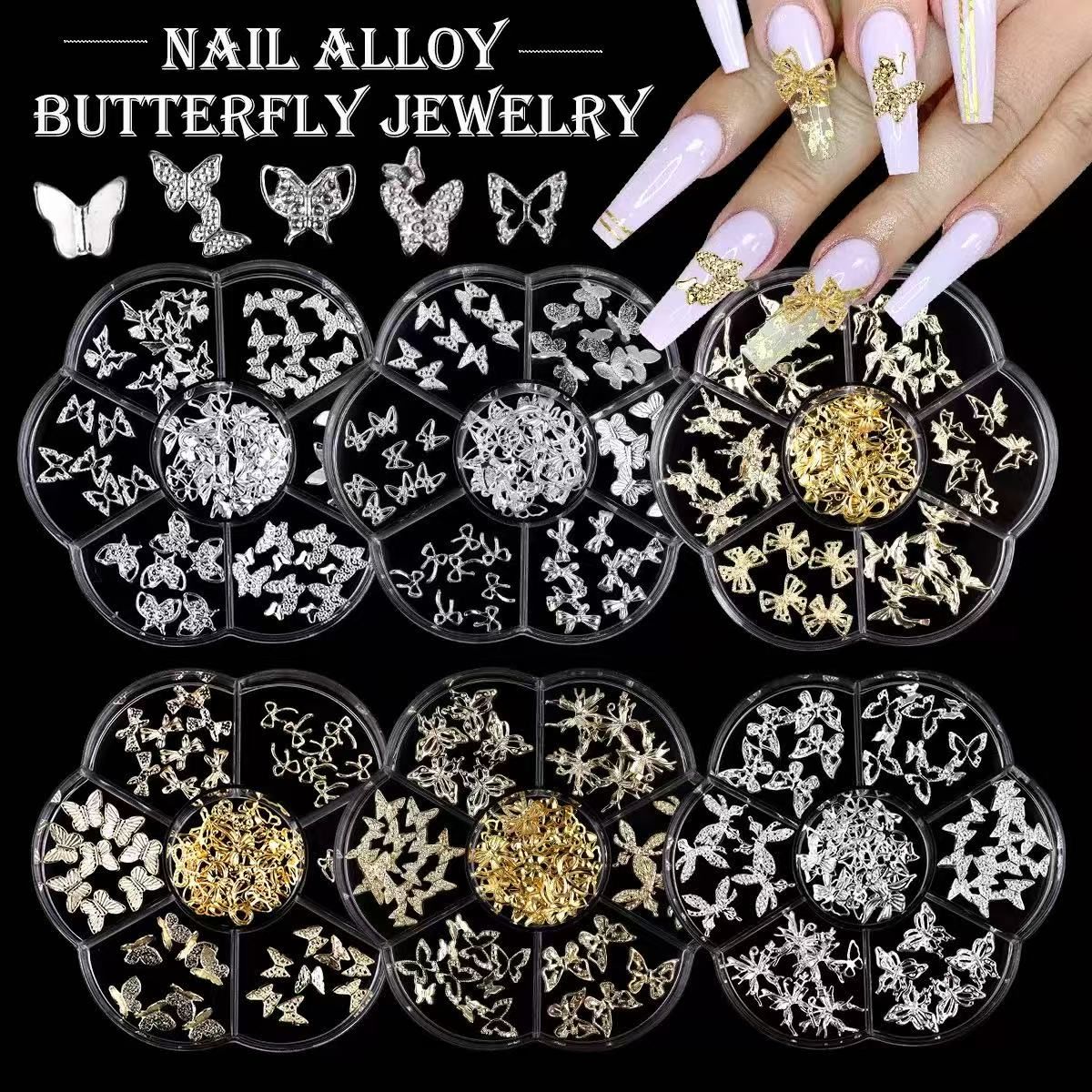 Alloy Butterfly Nail Rhinestone