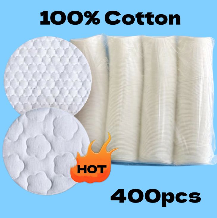 400pcs Hypoallergenic 100% Cotton Round Pads for Makeup Remover and Skincare