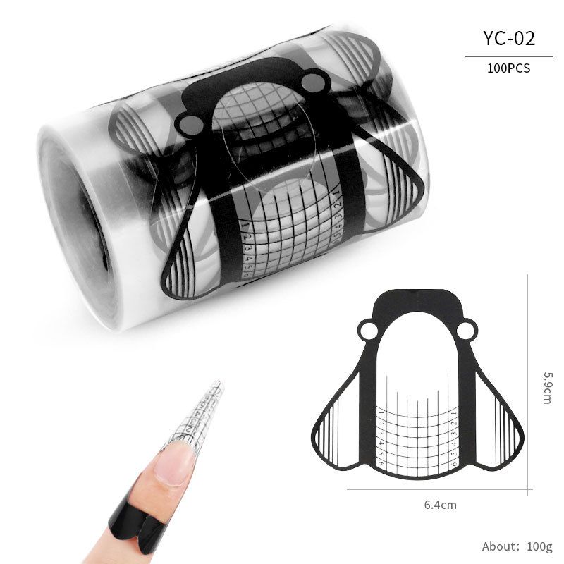 100pcs Nail Form Extension Sticker Self-Adhesive Nail Tips Guide, Gel Nail Stickers for Poly Gel/Extension/Acrylic Nail Molds Builder