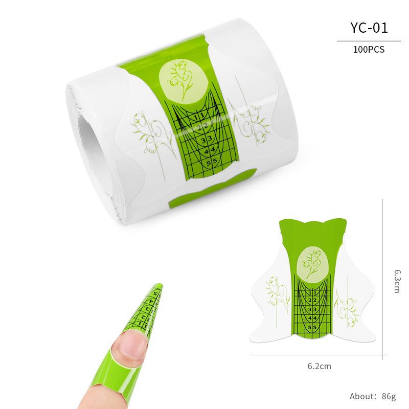 100pcs Nail Form Extension Sticker Self-Adhesive Nail Tips Guide, Gel Nail Stickers for Poly Gel/Extension/Acrylic Nail Molds Builder