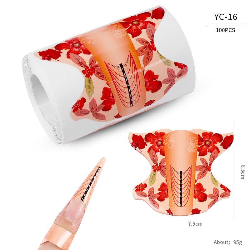 100pcs Nail Form Extension Sticker Self-Adhesive Nail Tips Guide, Gel Nail Stickers for Poly Gel/Extension/Acrylic Nail Molds Builder