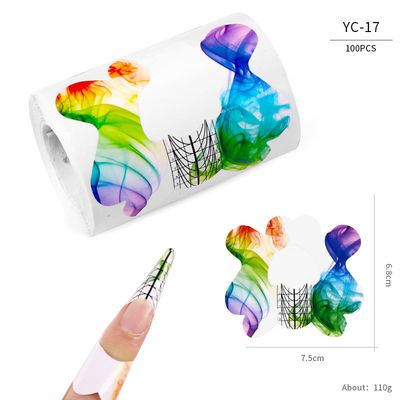100pcs Nail Form Extension Sticker Self-Adhesive Nail Tips Guide, Gel Nail Stickers for Poly Gel/Extension/Acrylic Nail Molds Builder