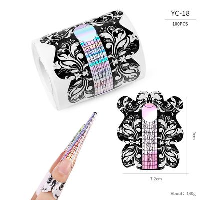 100pcs Nail Form Extension Sticker Self-Adhesive Nail Tips Guide, Gel Nail Stickers for Poly Gel/Extension/Acrylic Nail Molds Builder