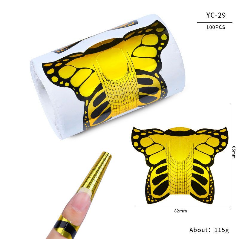100pcs Nail Form Extension Sticker Self-Adhesive Nail Tips Guide, Gel Nail Stickers for Poly Gel/Extension/Acrylic Nail Molds Builder