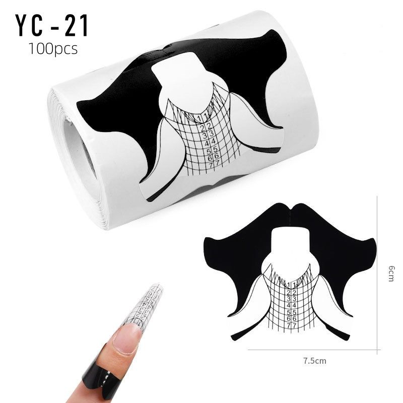 100pcs Nail Form Extension Sticker Self-Adhesive Nail Tips Guide, Gel Nail Stickers for Poly Gel/Extension/Acrylic Nail Molds Builder
