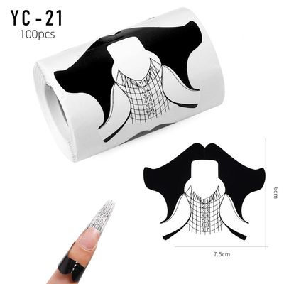 100pcs Nail Form Extension Sticker Self-Adhesive Nail Tips Guide, Gel Nail Stickers for Poly Gel/Extension/Acrylic Nail Molds Builder