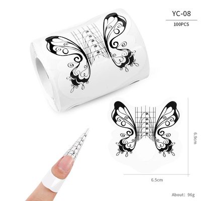 100pcs Nail Form Extension Sticker Self-Adhesive Nail Tips Guide, Gel Nail Stickers for Poly Gel/Extension/Acrylic Nail Molds Builder