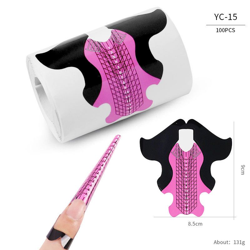 100pcs Nail Form Extension Sticker Self-Adhesive Nail Tips Guide, Gel Nail Stickers for Poly Gel/Extension/Acrylic Nail Molds Builder