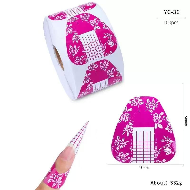 100pcs Nail Form Extension Sticker Self-Adhesive Nail Tips Guide, Gel Nail Stickers for Poly Gel/Extension/Acrylic Nail Molds Builder