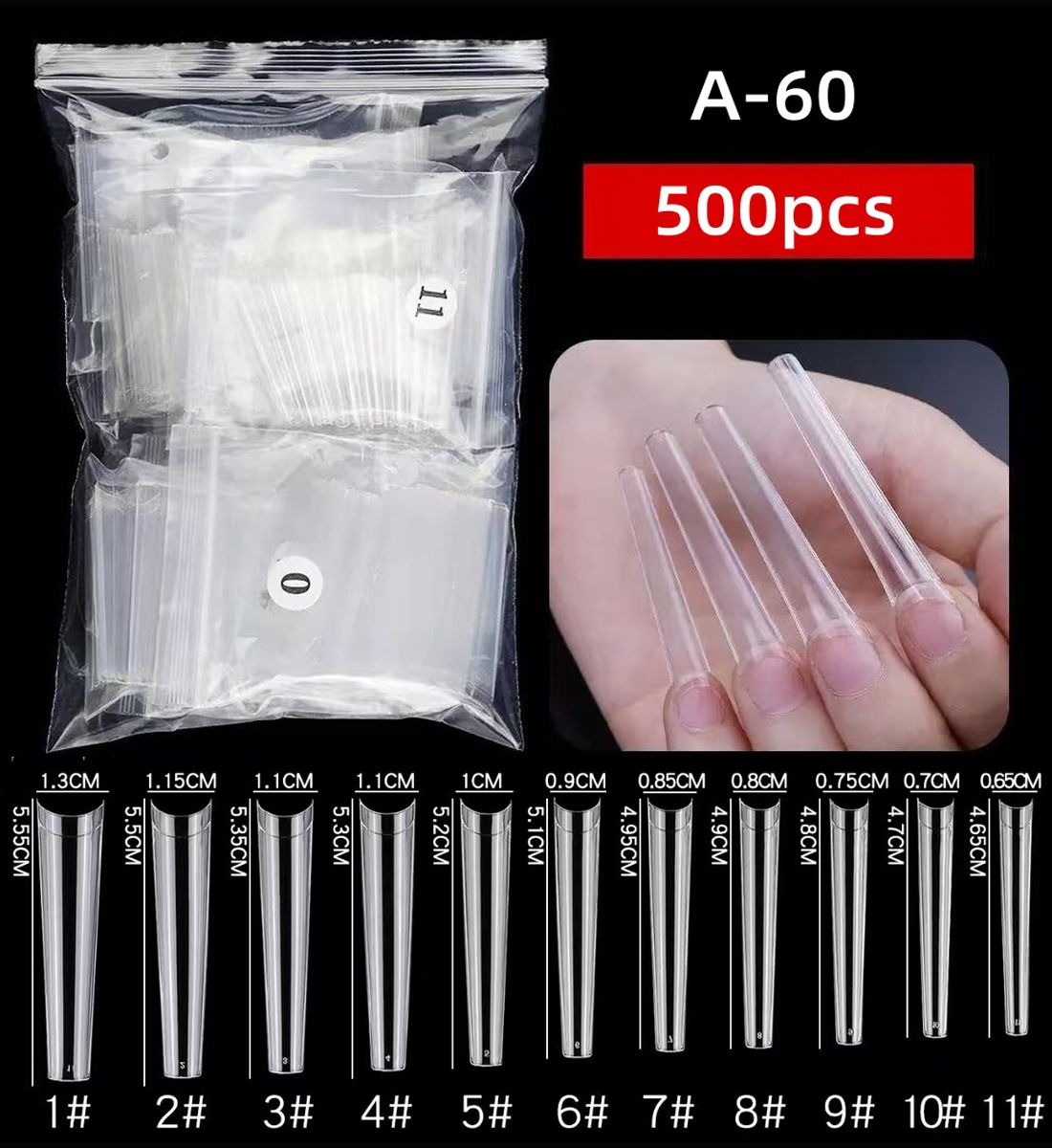 A-60 MAX Coffin Tips 500pcs