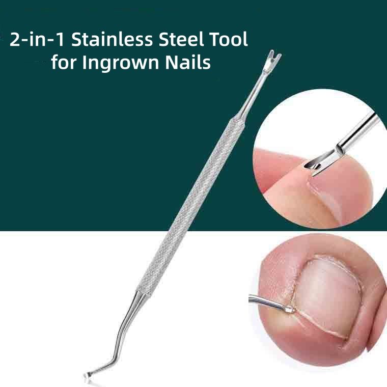2-in-1 Stainless Steel Tool for Ingrown Nails: Nail Cleaner &amp; Dead Skin Fork
