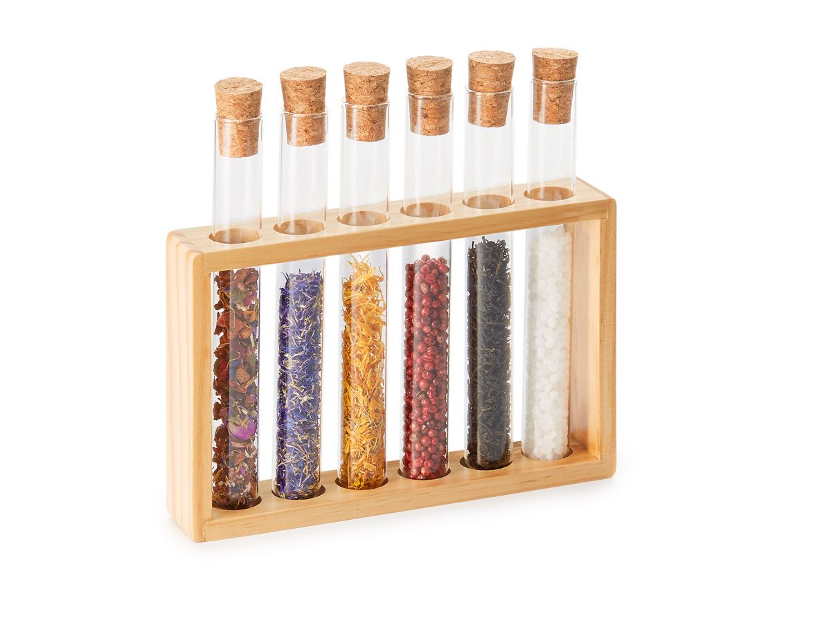 Giftset proefbuisjes in houten staander