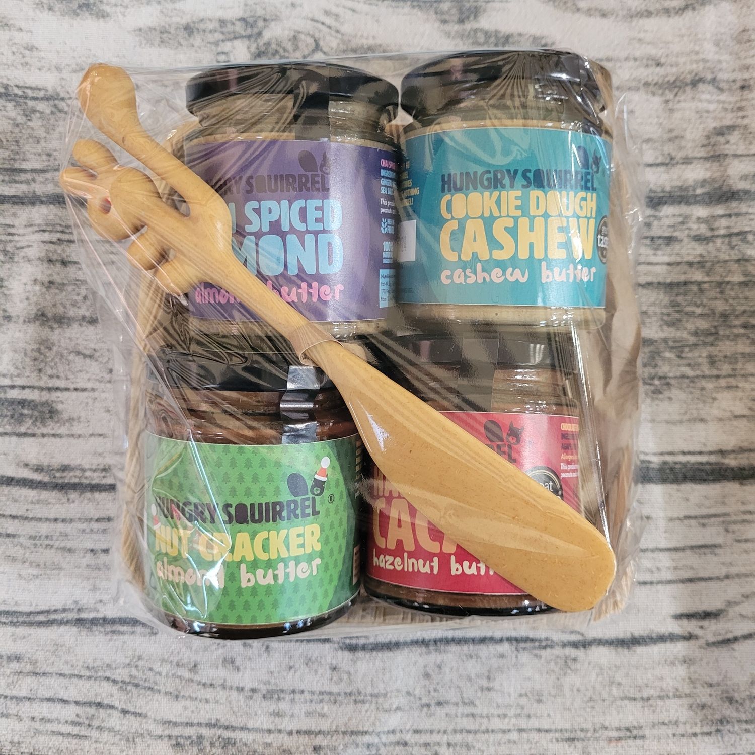 4 x 180g jar Gift Pack with Squirrel Spreader
