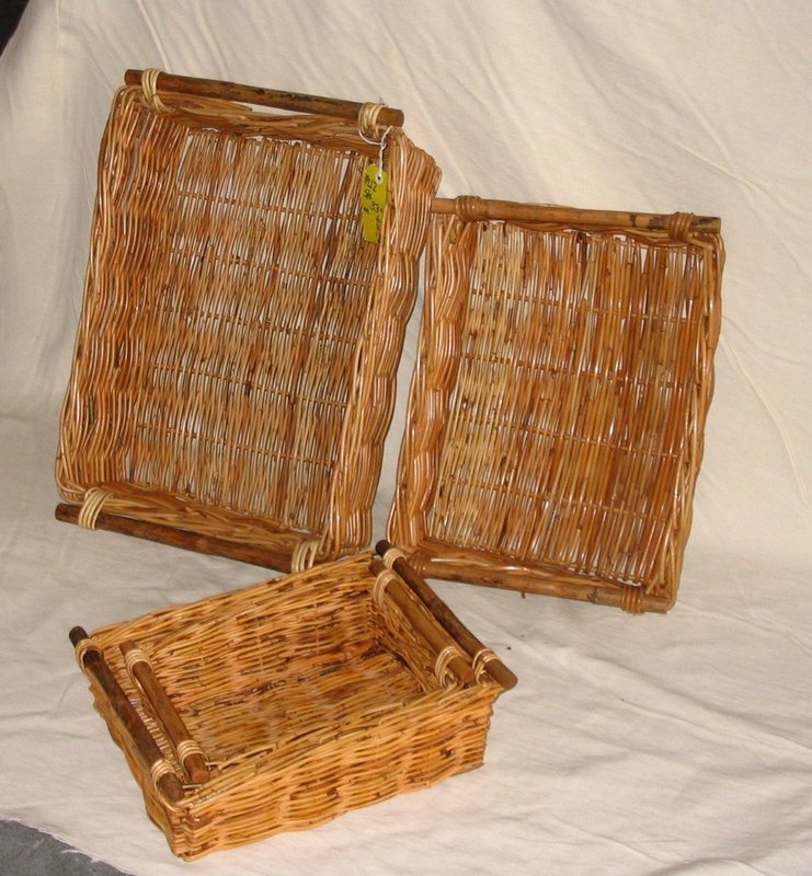 Rectangle Tray w/  Rattan Handles