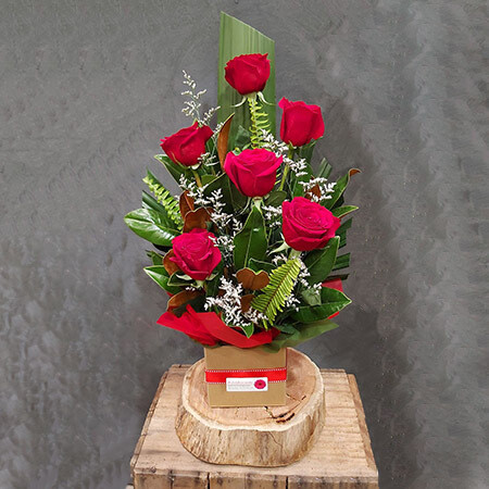 Half Dozen Red Roses Arrangement