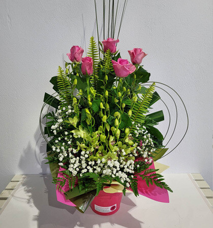 Rose and Orchid Bucket