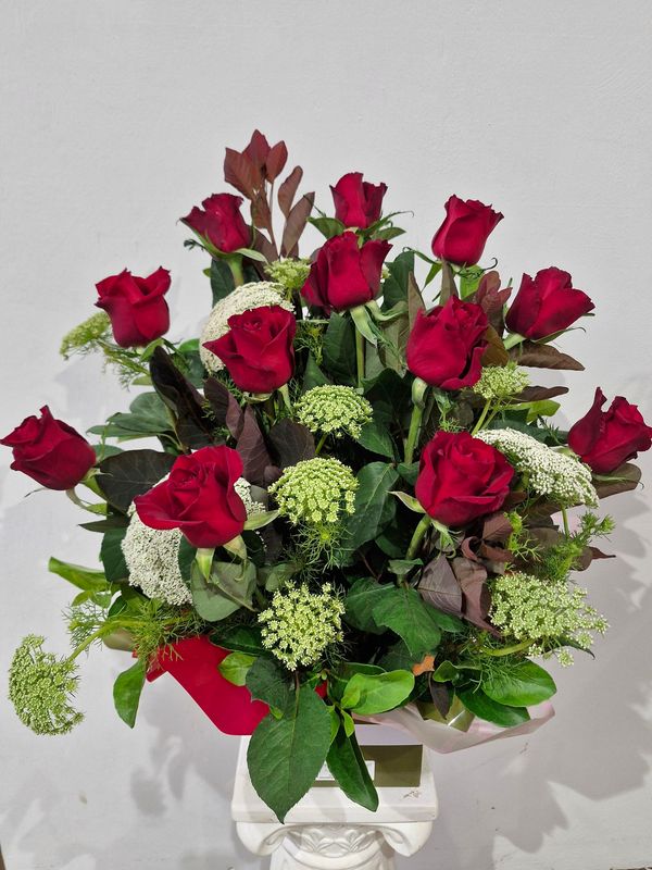 Dozen Red Rose Box Arrangement