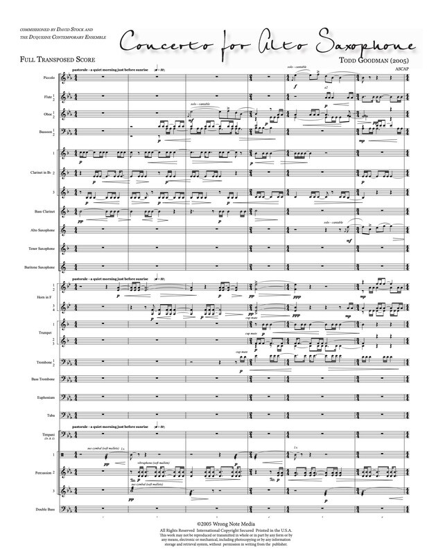 CONCERTO FOR ALTO SAXOPHONE (Orchestra) by Todd Goodman