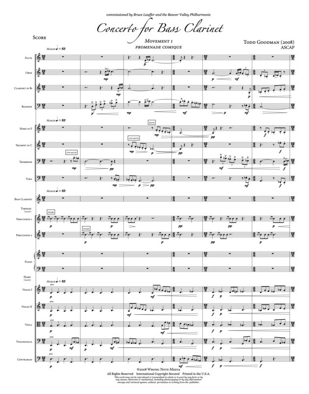 CONCERTO FOR BASS CLARINET (Orchestra) by Todd Goodman