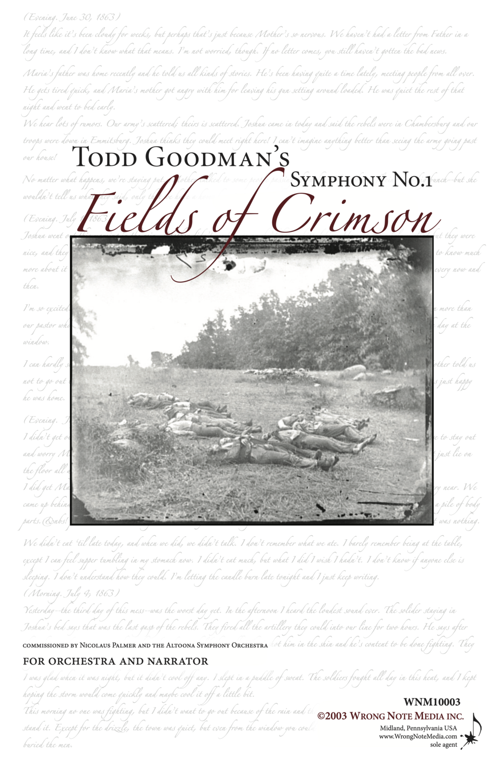 Symphony No. 1 "Fields of Crimson" - orchestra SCORE, by Todd Goodman