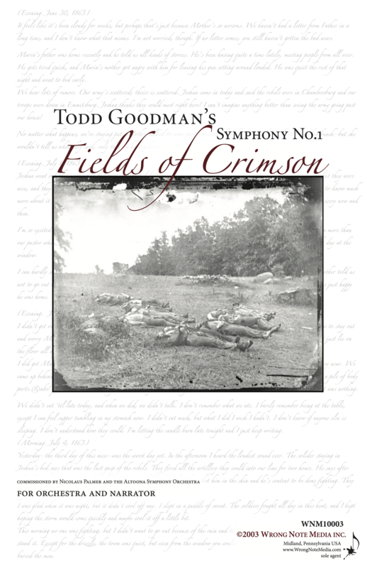 Symphony No. 1 &quot;Fields of Crimson&quot; - orchestra SCORE, by Todd Goodman