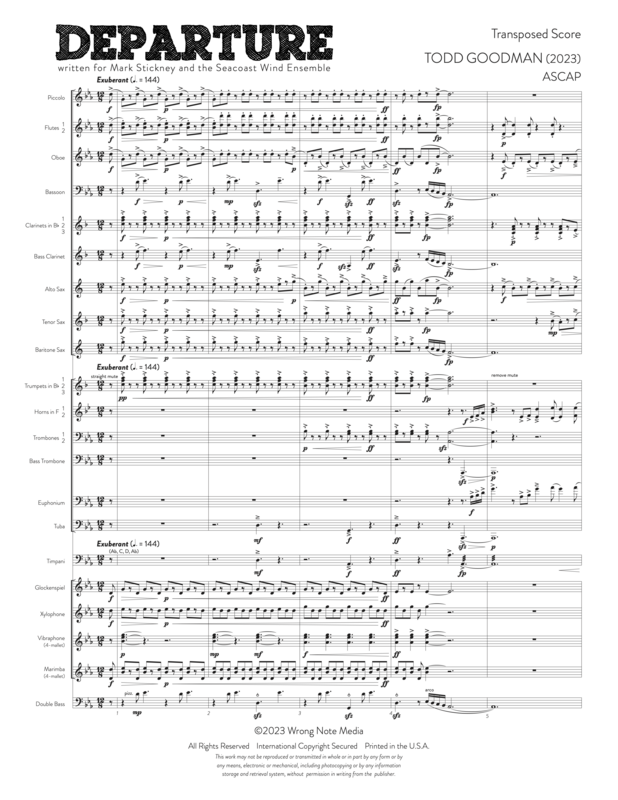 DEPARTURE (Wind Ensemble) by Todd Goodman