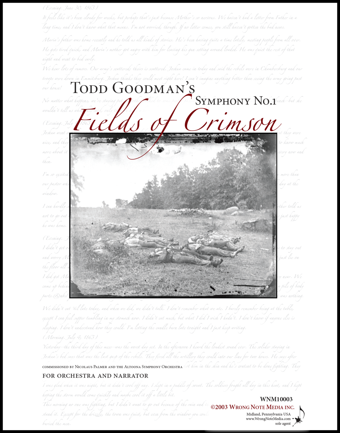 Symphony No. 1 "Fields of Crimson" - orchestra SCORE, by Todd Goodman Symphony No. 1 "Fields of Crimson" - orchestra SCORE, by Todd Goodman