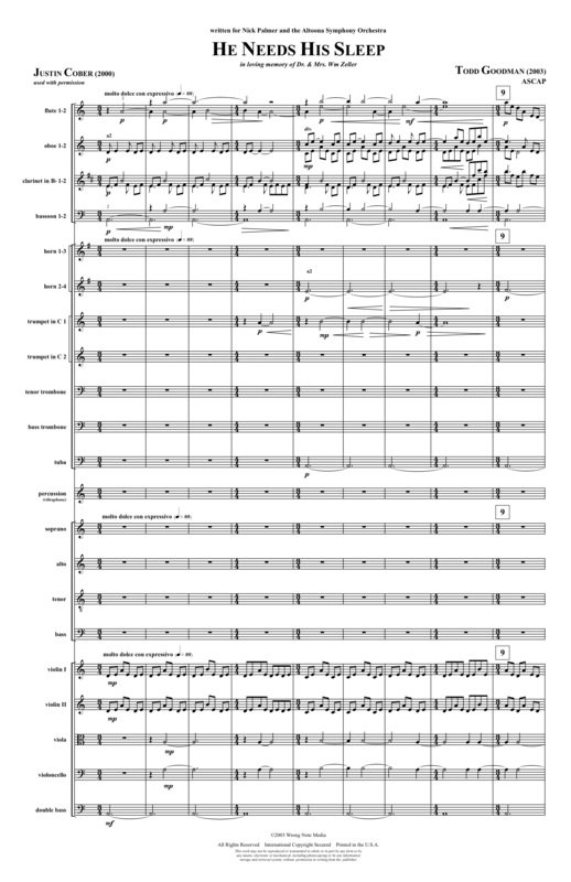 He Needs His Sleep - Orchestra and Choir SCORE, by Todd Goodman